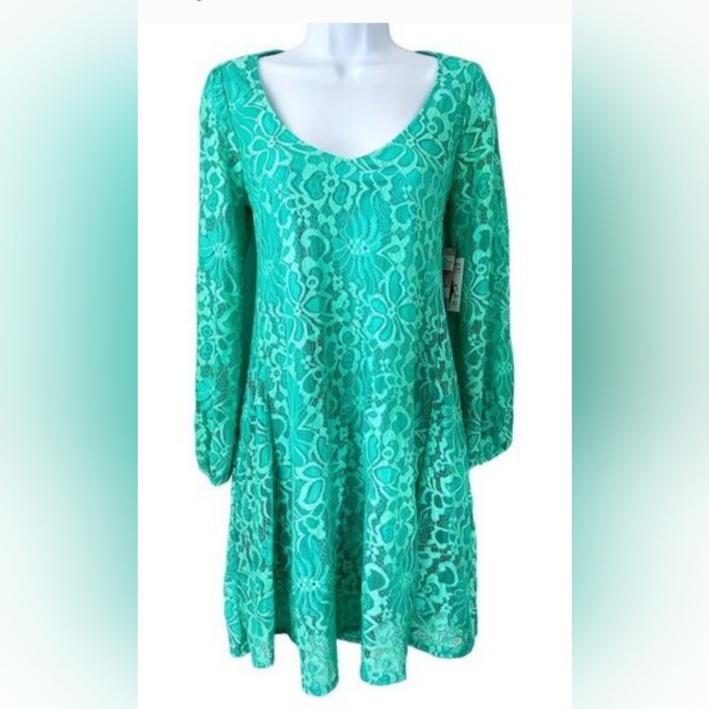 Lace Overlay Dress, Medium Teal - NWT by Paisley Raye
